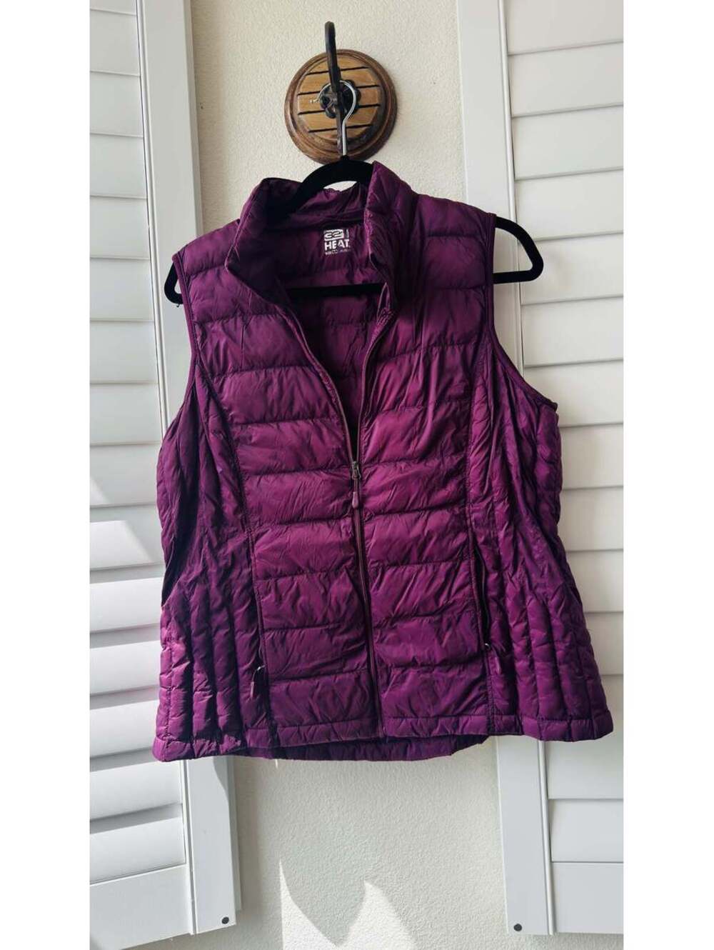 32 Degrees Heat Quilted Packable Puffer Vest Purple - Size L